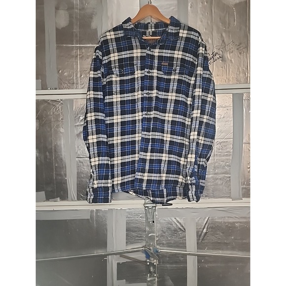 Orvis Other - Orvis Heavy Flannel Shirt Jacket Long Sleeve Cotton Casual Blue Plaid XL